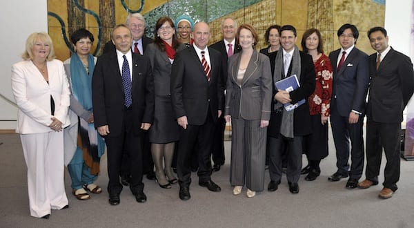110267_020_Gillard_Multiculturism Prime Minister Julia Gillard with the Council. Peter Wertheim is on the PM's left