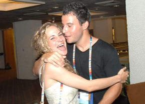 Bec and Adam Joseph announce their engagement in Israel in 2009 pic: Henry BEnjamin