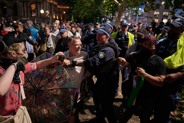 Herzog protest chaos as people pepper sprayed, arrested