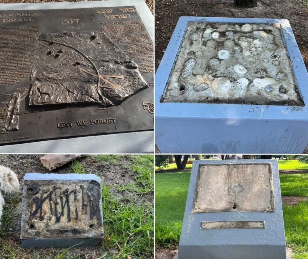 The damaged memorials