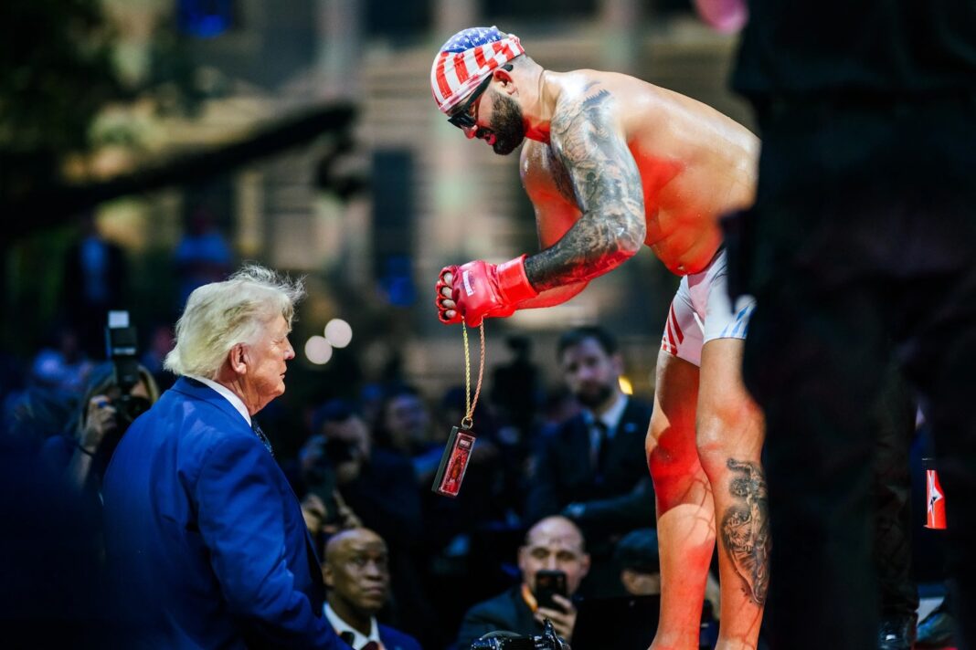 Trump and UFC fighter after fight at the White House 20 June, 2026