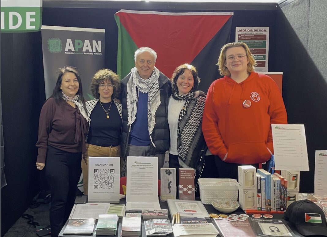 The Australian Palestine Advocacy Network (APAN) stand at the ALP Conference