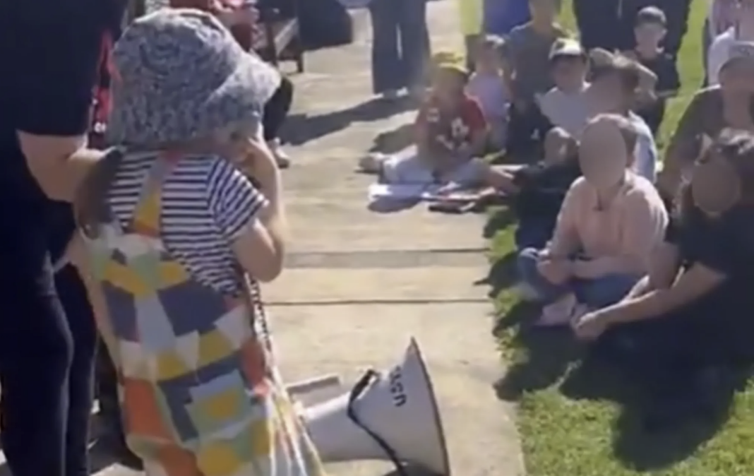 Children leading antizionist chants at Sydney University (photo: X.com)