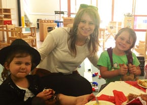 Rebbetzin Chasia Feldman with pupils