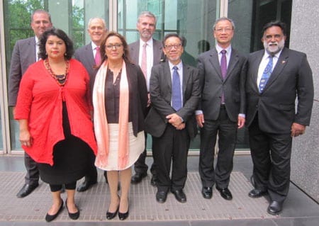 The delegation. Peter Wertheim representing the ECAJ is third from the left