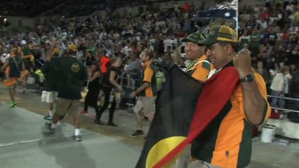 Glen Ella shows the flag