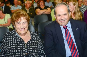 Survivor Ruth Filler with Ambassador Yosef Livne