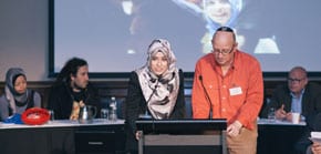 MCs Nury from ICV and David from JCCV