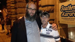 Rabbi Mendel Kastel and Shane prepare to leave Central