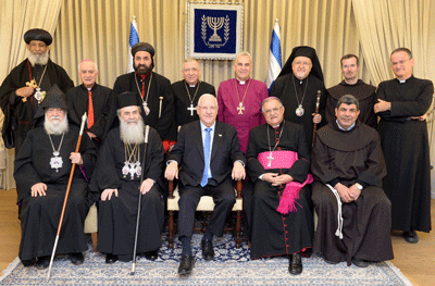 President Reuven Rivlin [seated centre] with religious leaders