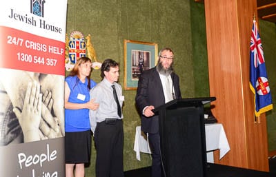 Teresa, Shane and Rabbi Mendel Kastel