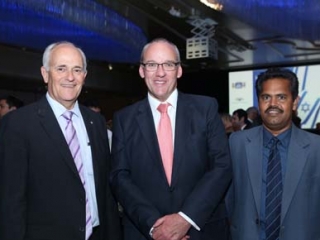 Peter Wertheim AM, The Hon Luke Foley MLC, NSW Opposition leader and John Kennedy