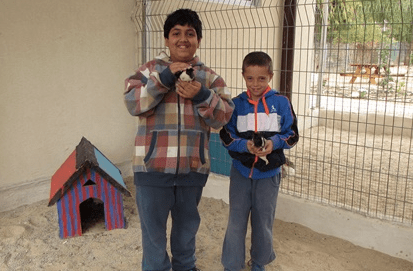 Boys using the centre