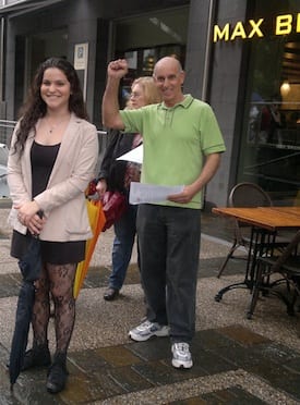 Shelly Twina adding some class to the supporters with her father