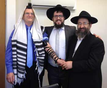 Ambassador Shmuel Ben-Shmuel, Rabbi Shmueli Feldman and Rabbi Mendel Raskin