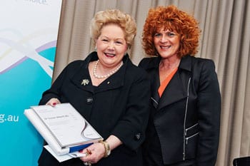 Keynote speaker Dr Susan Alberti is thanked by Nicole Silberberg.