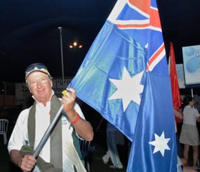Roy Vandrsluis leads the Australian team at the 2009 opening ceremony