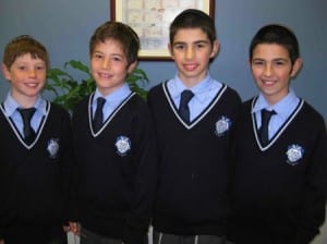 computer boys l-r David Nailand, Mendel Gestetner, Dovid Yisroel Kastel, Nachman Kastel