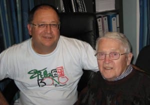 Charles Zentai [rt] with his son Ernie Steiner after the High Court decision