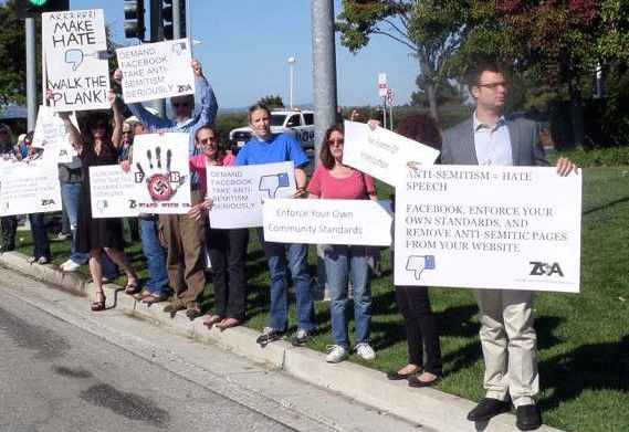 Protesting outside Facebook HQ