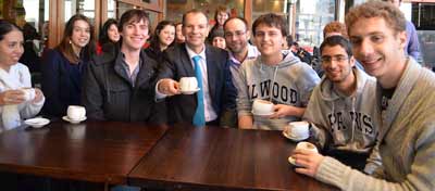 David Southwick leads an anti-BDS protest at Max Brenner Chocolate Bar in the Melbourne CBD.