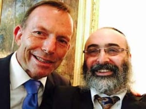 Prime Minister Tony Abbott with Rabbi Meir Shlomo Kluwgant